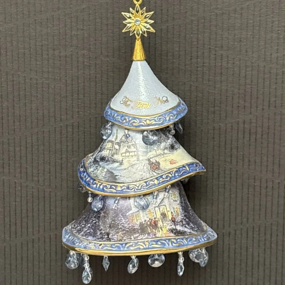 Thomas Kinkade Classic Ornaments, 2 Decorated Christmas Tree, Noel & St Nicolas